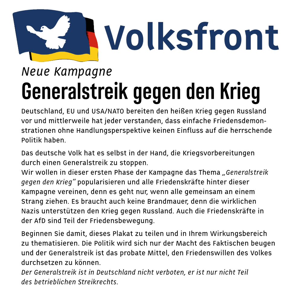 Neue Kampagne: Generalstreik gegen den Krieg